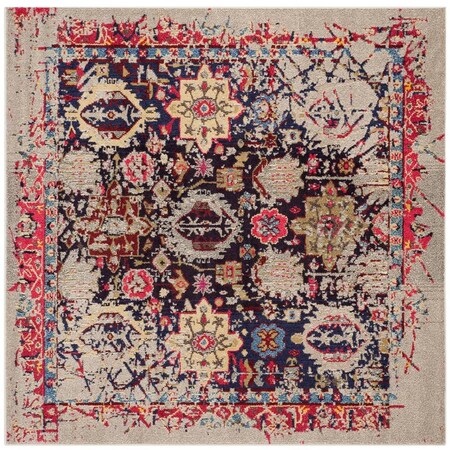 Safavieh 5 x 5 ft. Square Monaco Power Loomed Area RugGrey & Multi Color MNC206G-5SQ